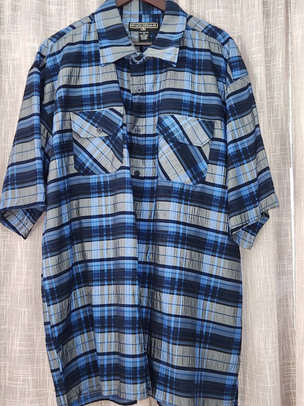 Stacy Adams Navy & Gray Metallic Flocked Shirt